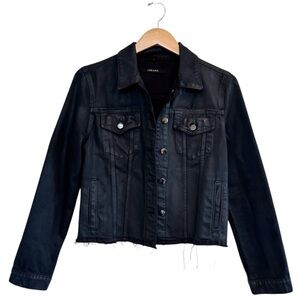 🌈 6/$60, J Brand, Black, Distressed, Wax Cotton, Denim, Jacket, Size Medium